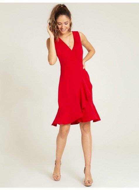 vestido vermelho com ziper na frente