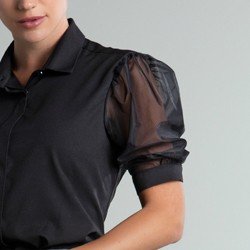 camisa preta mangas bufantes 3 4 molly mangas