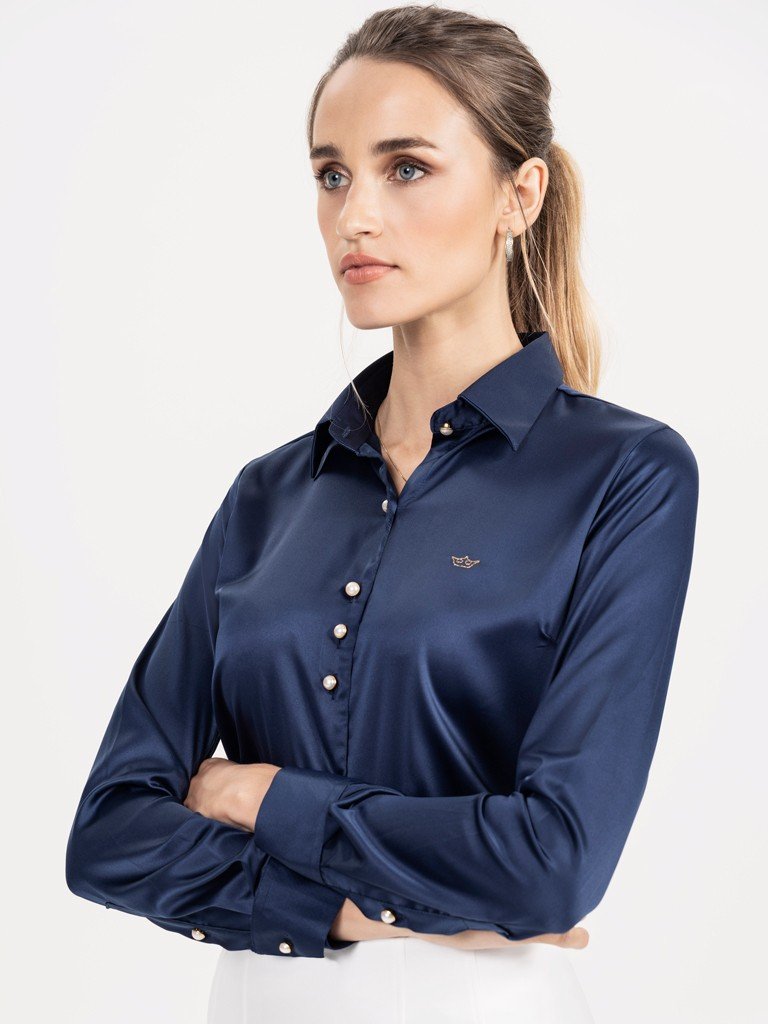 camisa feminina azul escuro