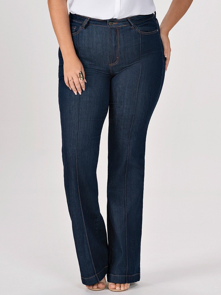 Calça Flare Jeans Plus Size Escura Best Size - E-commerce