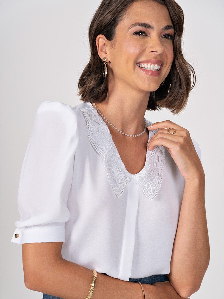 blusa branca manga bufante