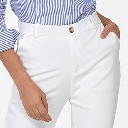 calca de alfaiataria reta off white delany frente detalhe mini