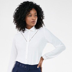 camisa manga longa feminina com renda olga frente mini