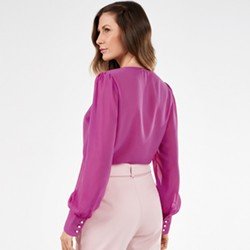 blusa manga bufante com transparencia ruth mini