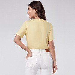 blusa feminina amarela manga curta analice mini