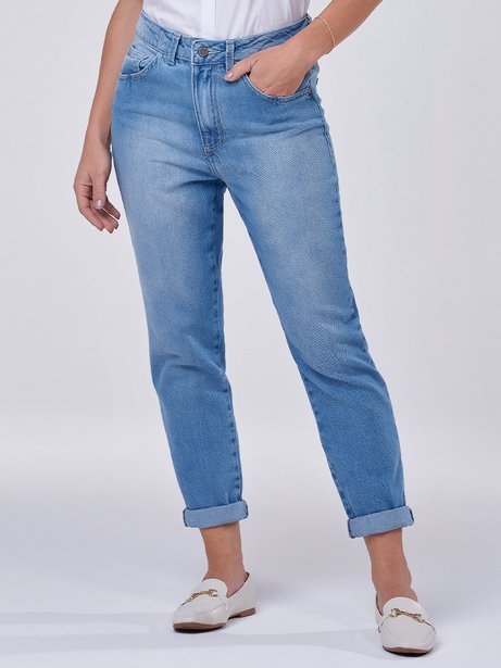 calca jeans modelo mom evelize