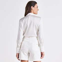 camisa cetim off white manga longa calista mini