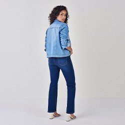 jaqueta feminina jeans azul claro ivonete mini frente