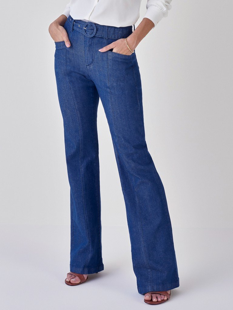 Calças Jeans Elegante com 2 Cinto