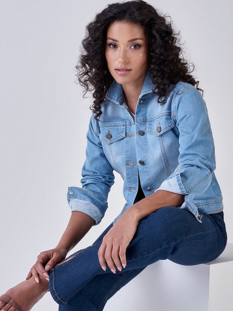 jaqueta feminina jeans azul claro ivonete
