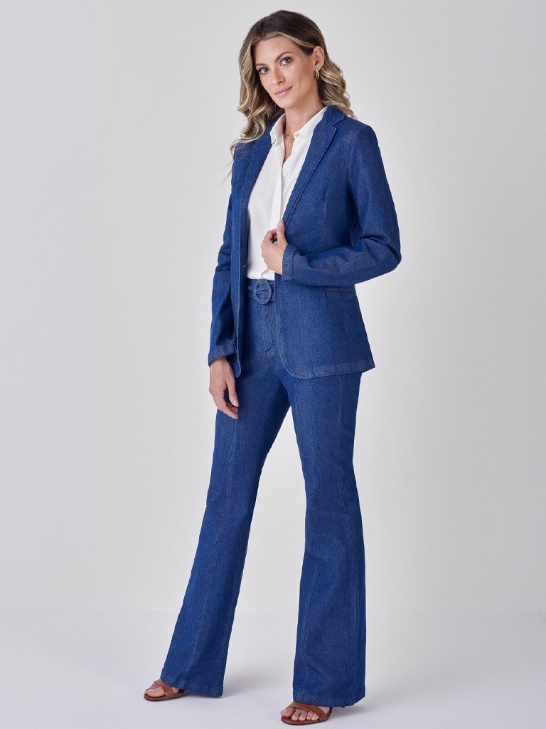 blazer alfaiataria jeans feminino isolete terninho