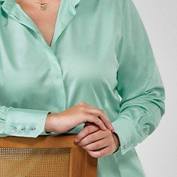 camisa feminina verde menta jessica detalhes plus pequeno