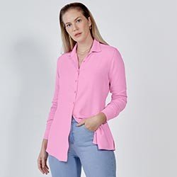 camisa alongada rosa pequeno