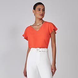 blusa laranja georgete pequeno