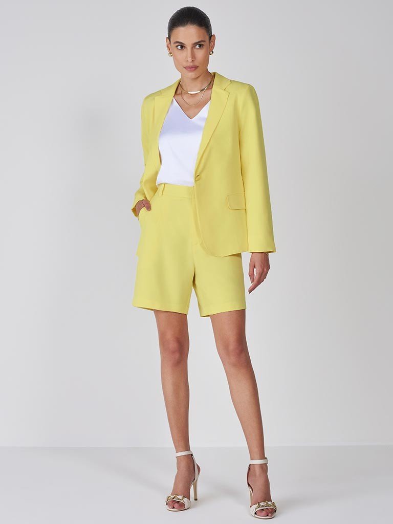 Blazer Amarelo Botão Único Iana - New Collection Brasil Core!