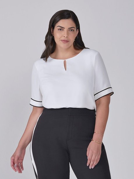 blusa off white com filete preto nagila plus size capa