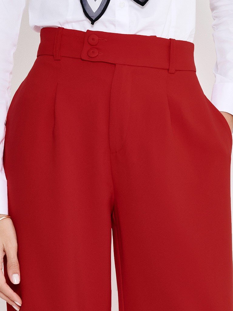 calca vermelha pantalona isaira detalhes