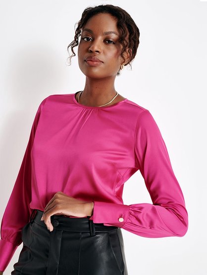 blusa manga longa pink cetim valquiria capa