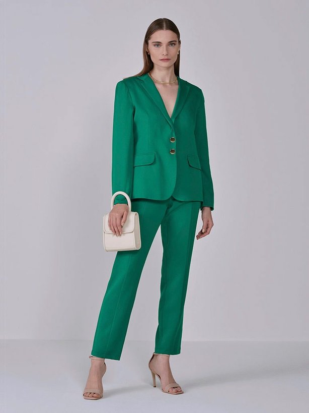 Conjunto elegante de calças e blazer Estrena, verde --50%