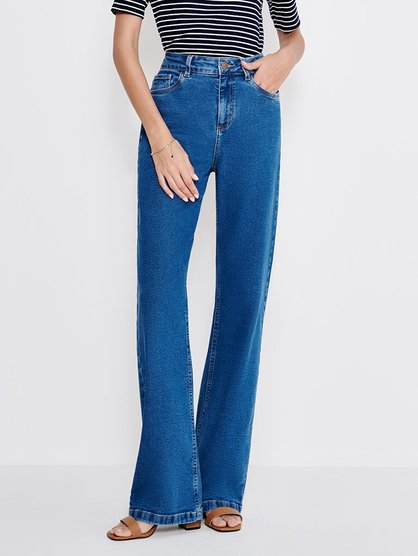 calca jeans azul medio wide leg betania capa