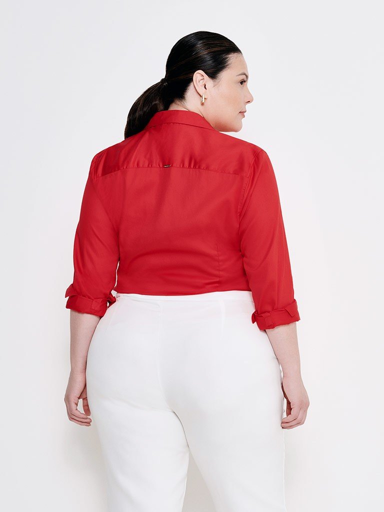 Blusa Plus Size Feminina Social Qualidade Elegante - Vermelha - 48