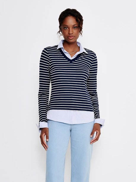 camisa sueter marinho listrado bernadete capa