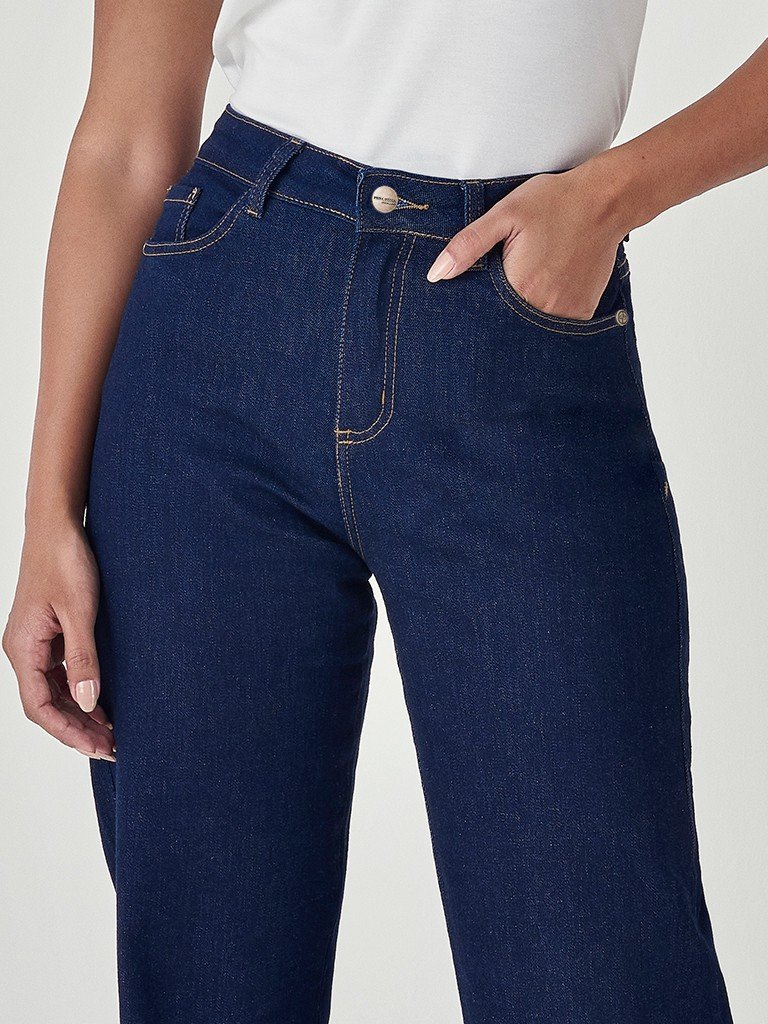 calca wide leg jeans azul escuro gilberta detalhe bolsosplaca