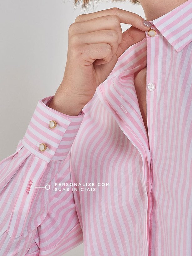 camisa listrada rosa com branco eulalia detalhes