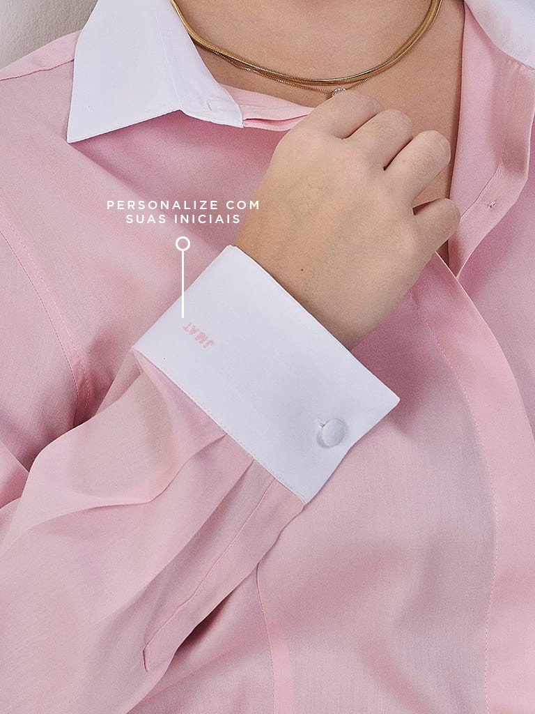camisa rosa compose branco plus esmeralda boradado