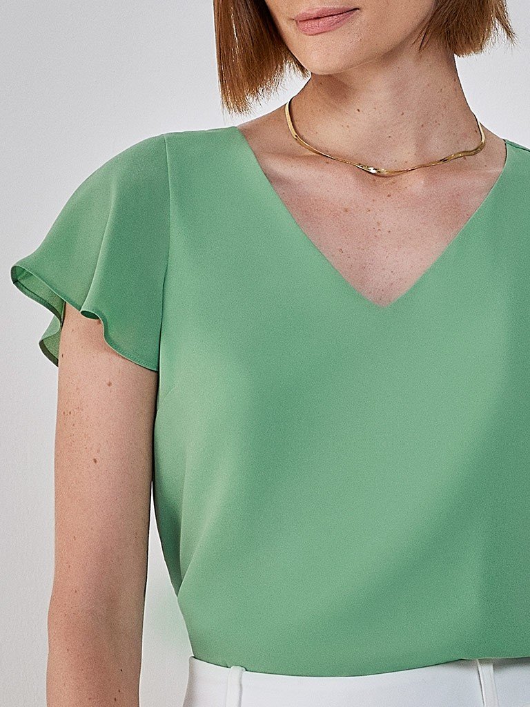 blusa verde manga evase ines decotev