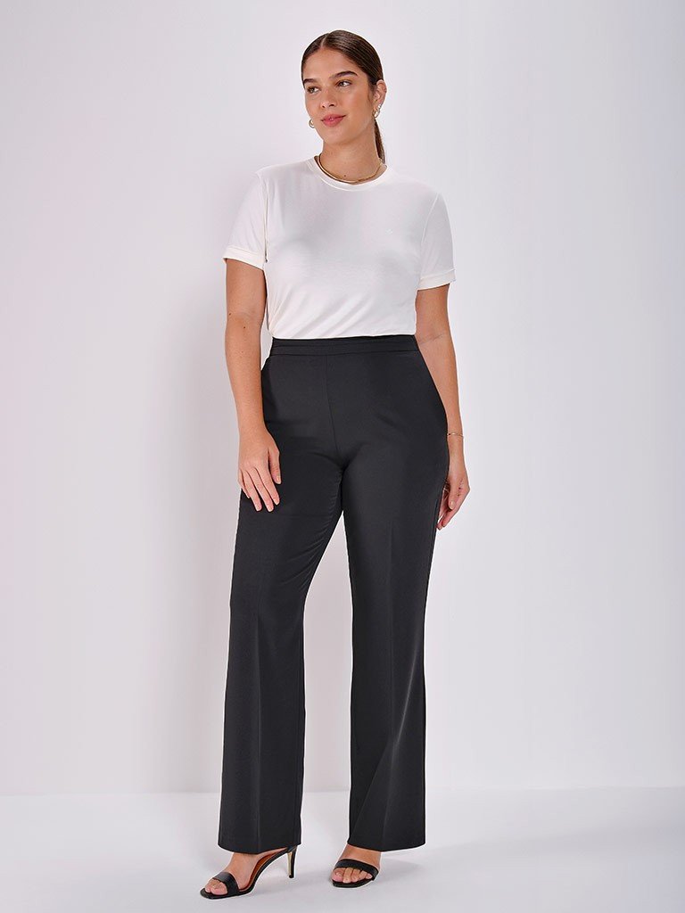 Calça Wide Leg com Cós Duplo Plus Size Josi 