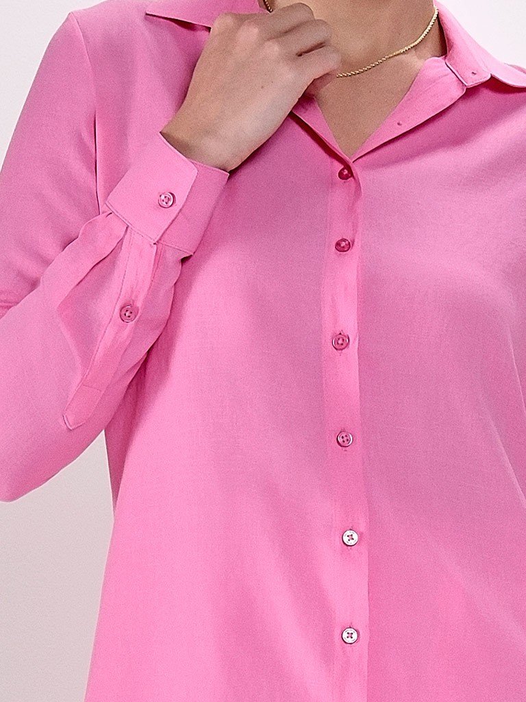camisa rosa comfy detalhes