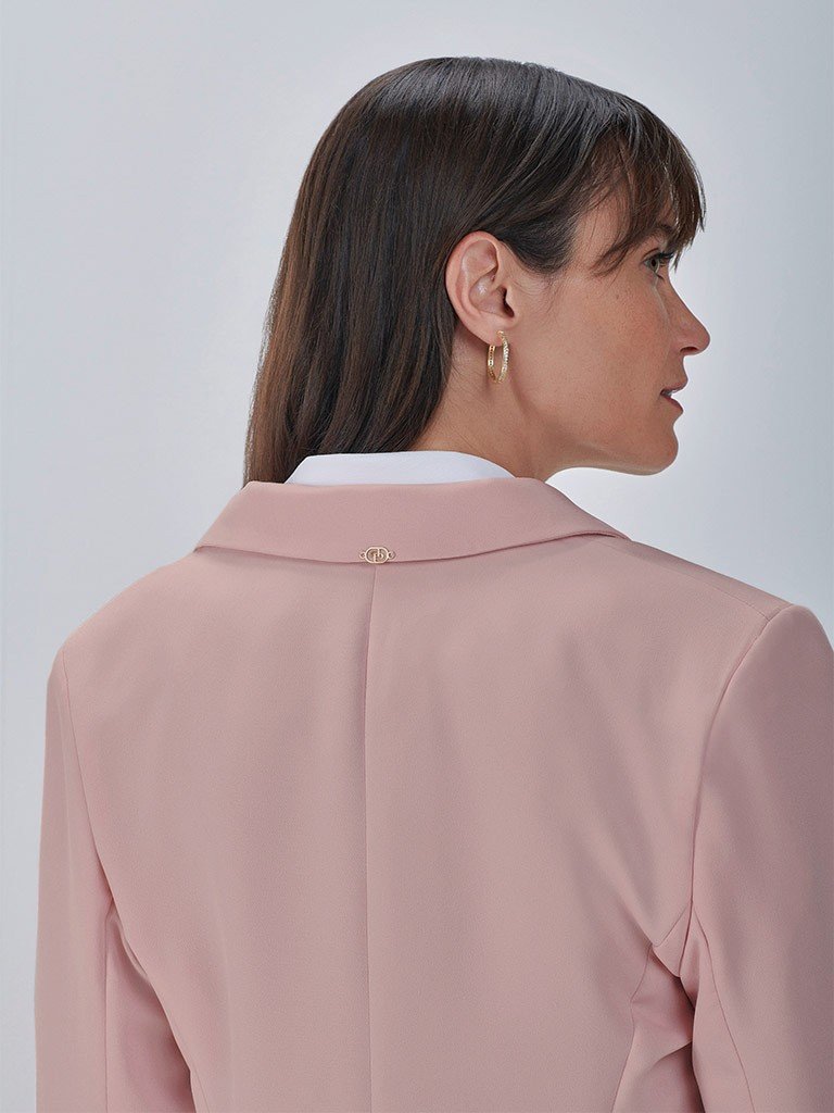 blazer rosa filete cetim romana detalhes costas