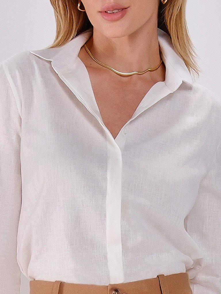 camisa off white linho linho