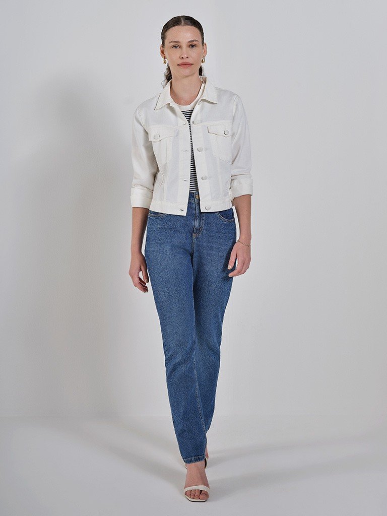 Cropped jeans com bolso - Madame Ninna - loja online de