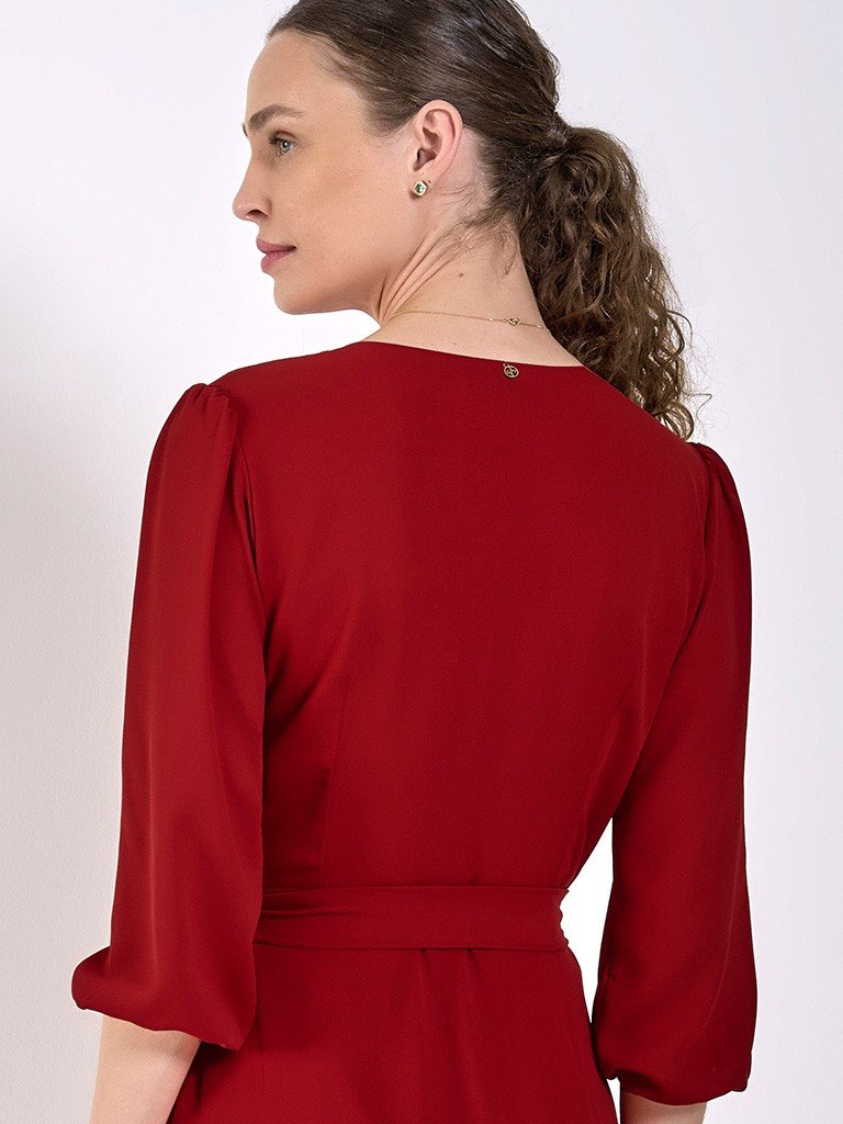 Vestido Transpassado Vermelho Claudine