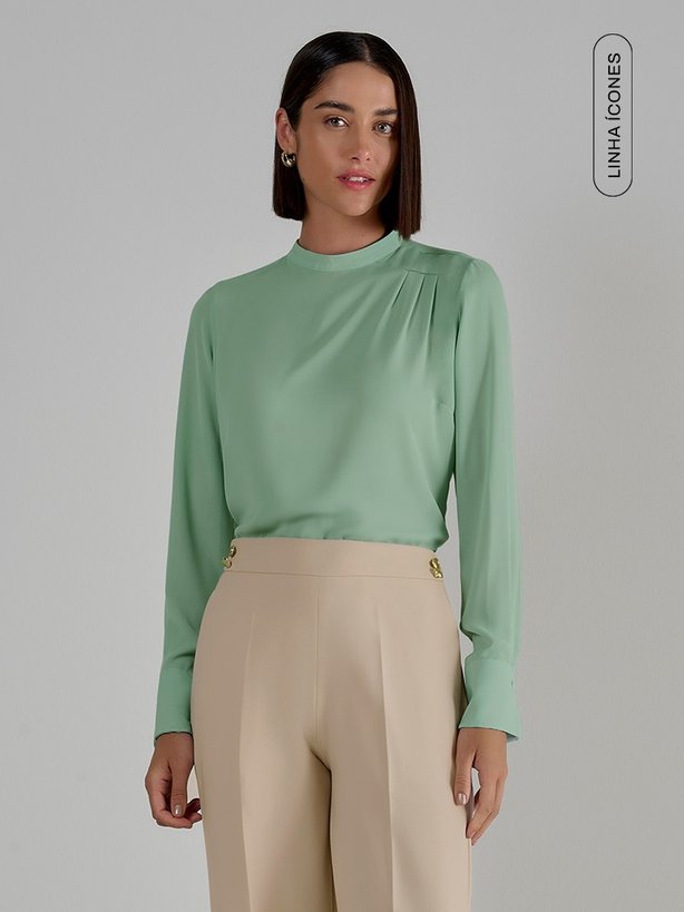 blusa de seda verde agua manga longa fatima tag