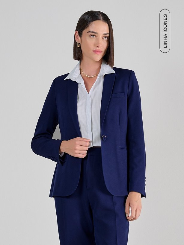 Blazer de Alfaiataria Azul Marinho Flvia tag