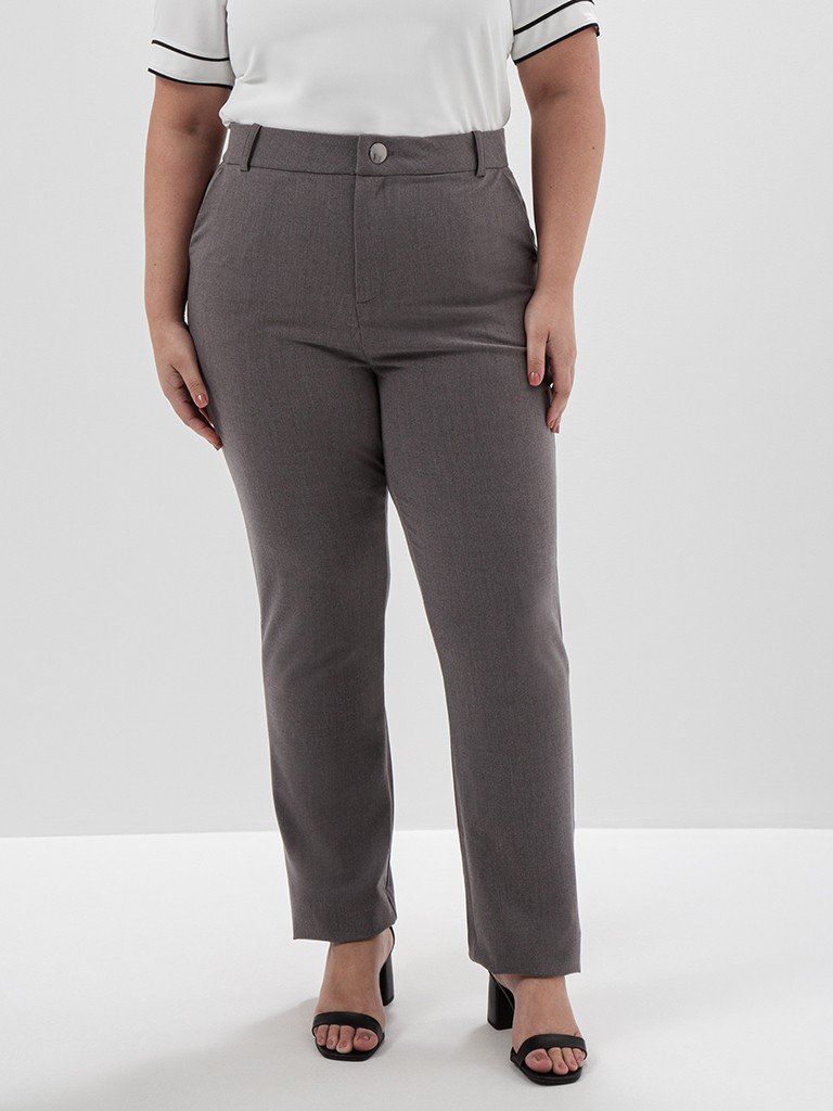 Calça Social Reta Regular Plus Size de Alfaiataria Ana Paula 