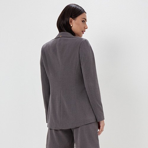 blazer feminino cinza de alfaiataria paulina costas mini