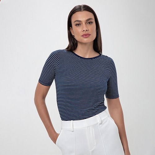 blusa manga curta listrada babi descricao